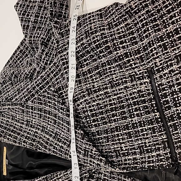 Nipon Boutique Tweed Open Front Modern Jacket Black Cream 18W - Picture 13 of 15